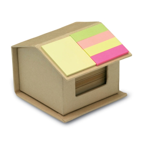 Distributeur de notes Publicitaire en forme de maison en carton RECYCLOPAD